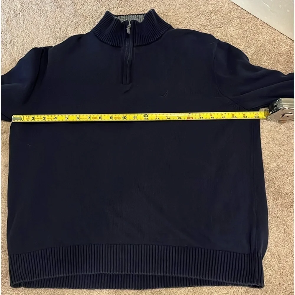 Nautica Men’s Navy/Gray 1/4 Zip Pullover Sweater Size L